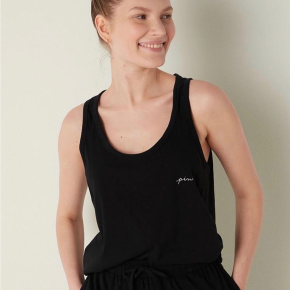 PINK COTTON SLEEP TANK + SHORT SET - Picture 4 of 4